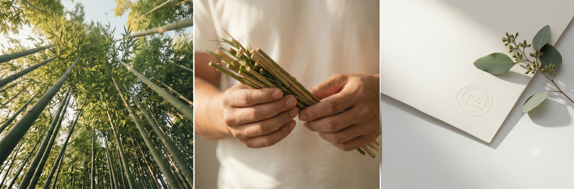 Bamboo forest, harvested bamboo, and recyclable packaging