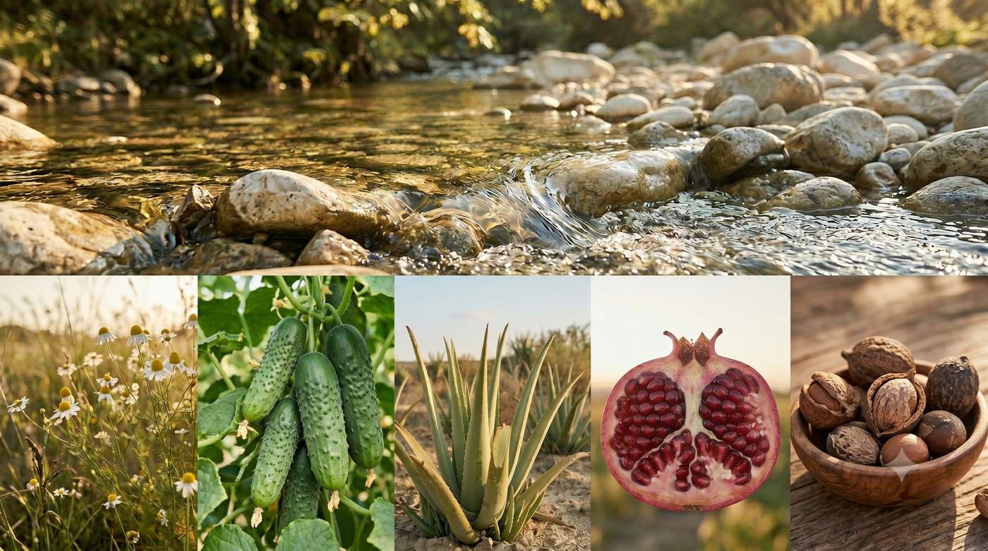 99% water, plus a little botanical goodness